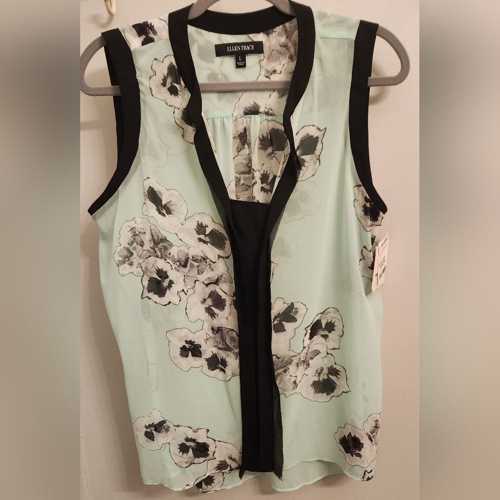 (#1) Ellen Tracy Sheer Floral Blouse